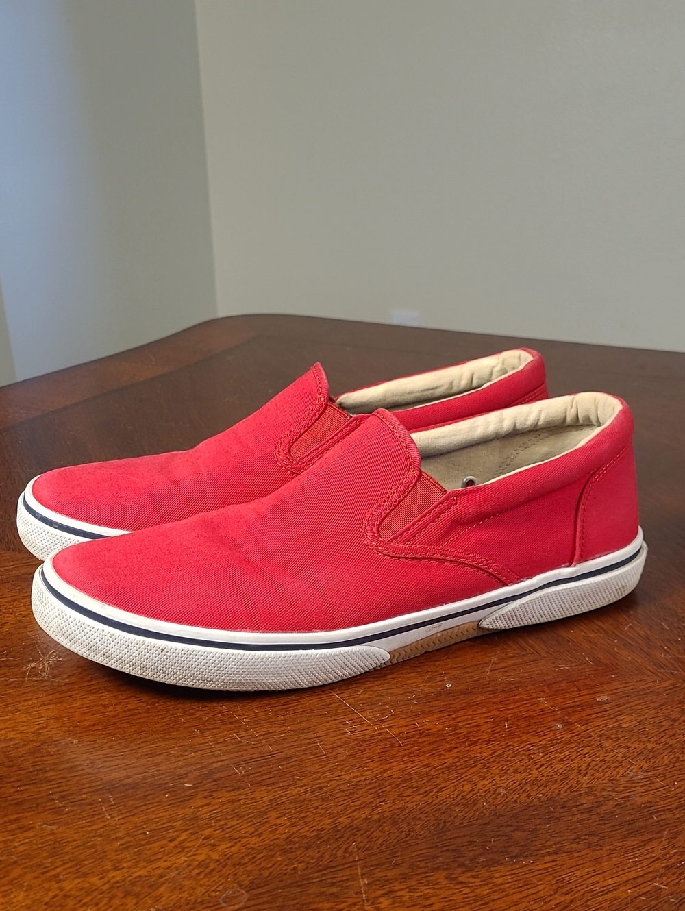 Sperry Striper Slip On Red Canvas Sneakers STS12355